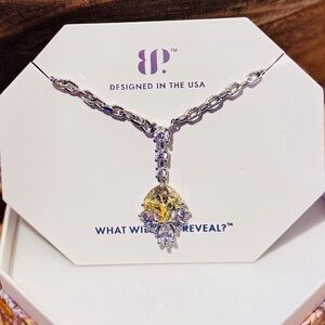 Bomb Party November Necklace • Lab-Created Citrine Pendant | Rhodium Plated